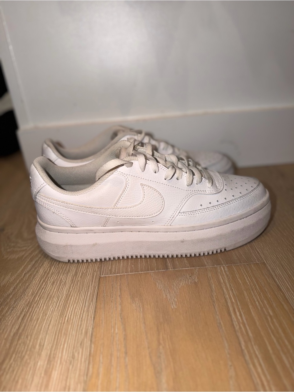 Nike White Platform Women's Court Vision Sneakers